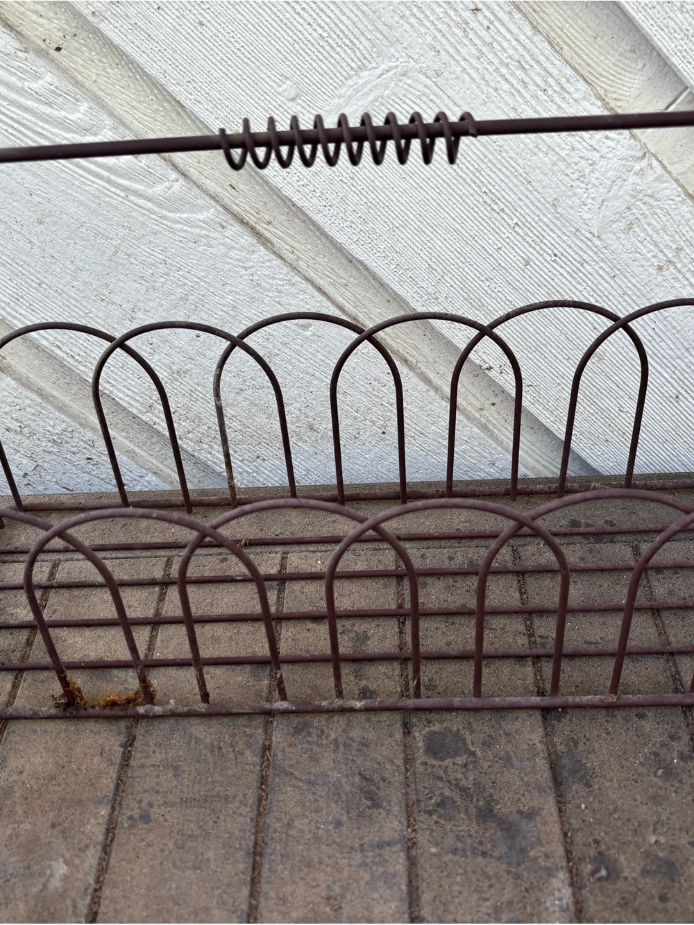 Vintage 1990s Wrought Iron Garden Planter Basket with Decorative Scalloped Rim a